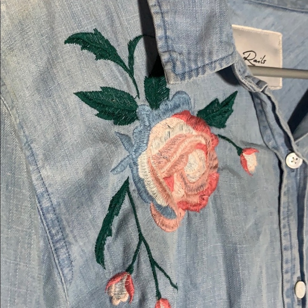 Rails Chambray Button-Down With Floral Embroidery - image 4